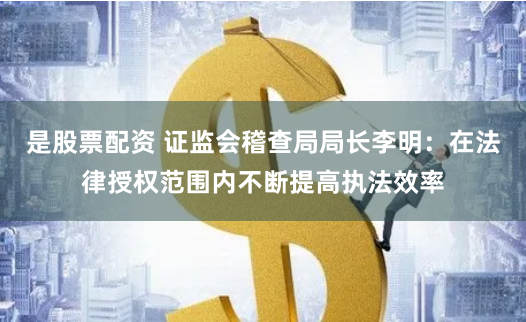 是股票配资 证监会稽查局局长李明：在法律授权范围内不断提高执法效率