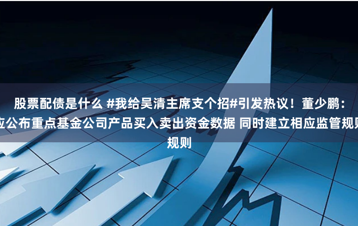 股票配债是什么 #我给吴清主席支个招#引发热议！董少鹏：应公布重点基金公司产品买入卖出资金数据 同时建立相应监管规则
